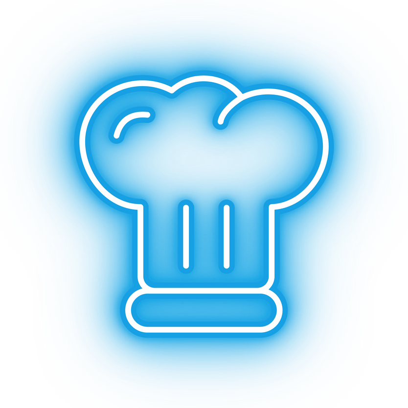 Neon blue chef hat icon